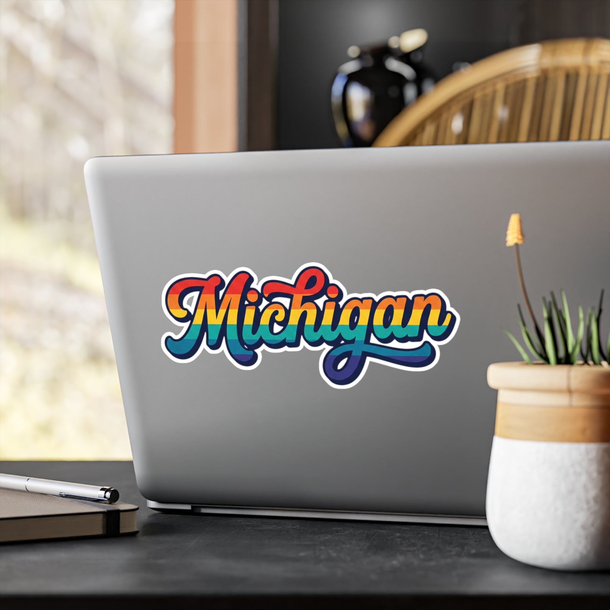 Michigan Rainbow Vinyl Sticker — Pride State Kiss-Cut Decal