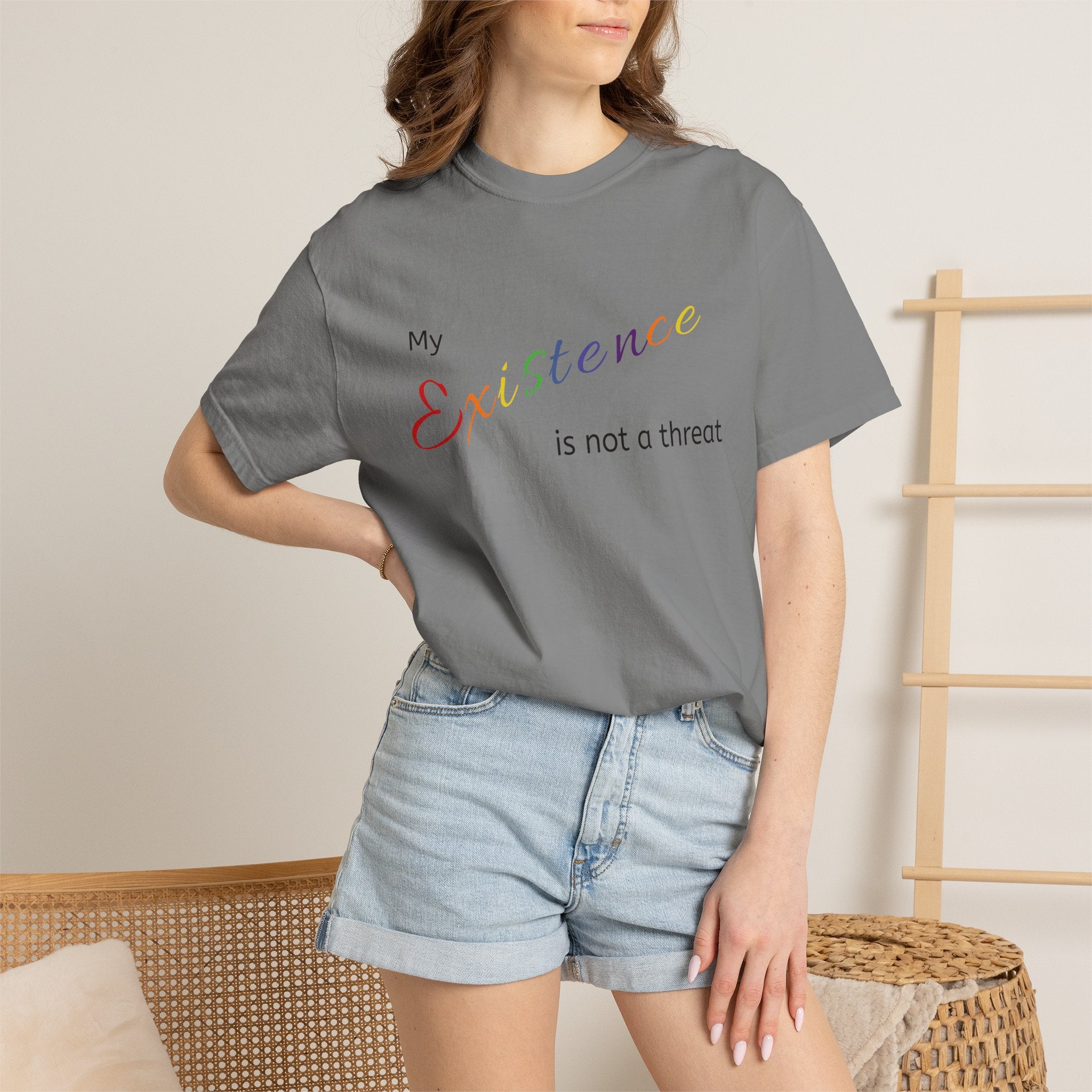 Existence Is Not a Threat Rainbow T-Shirt