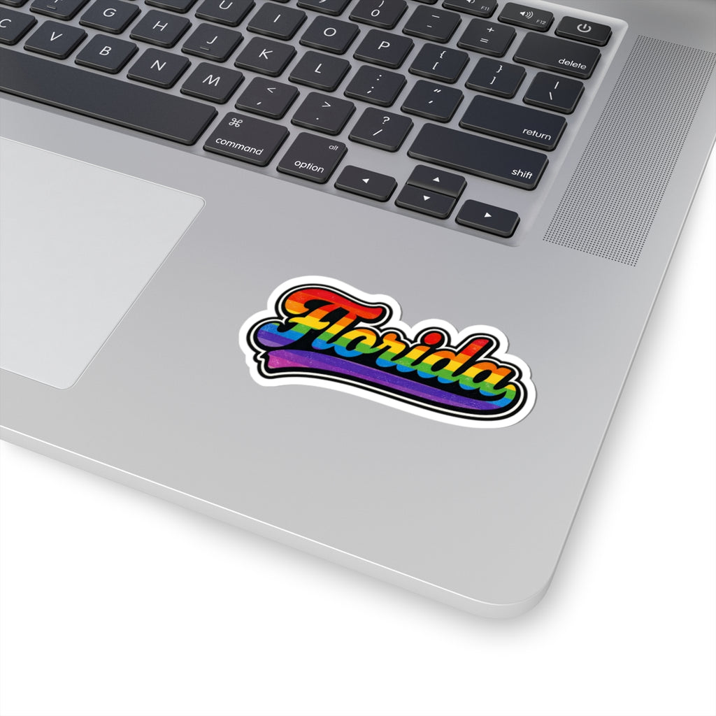 Florida Rainbow Script Sticker — Pride Kiss-Cut Vinyl Sticker