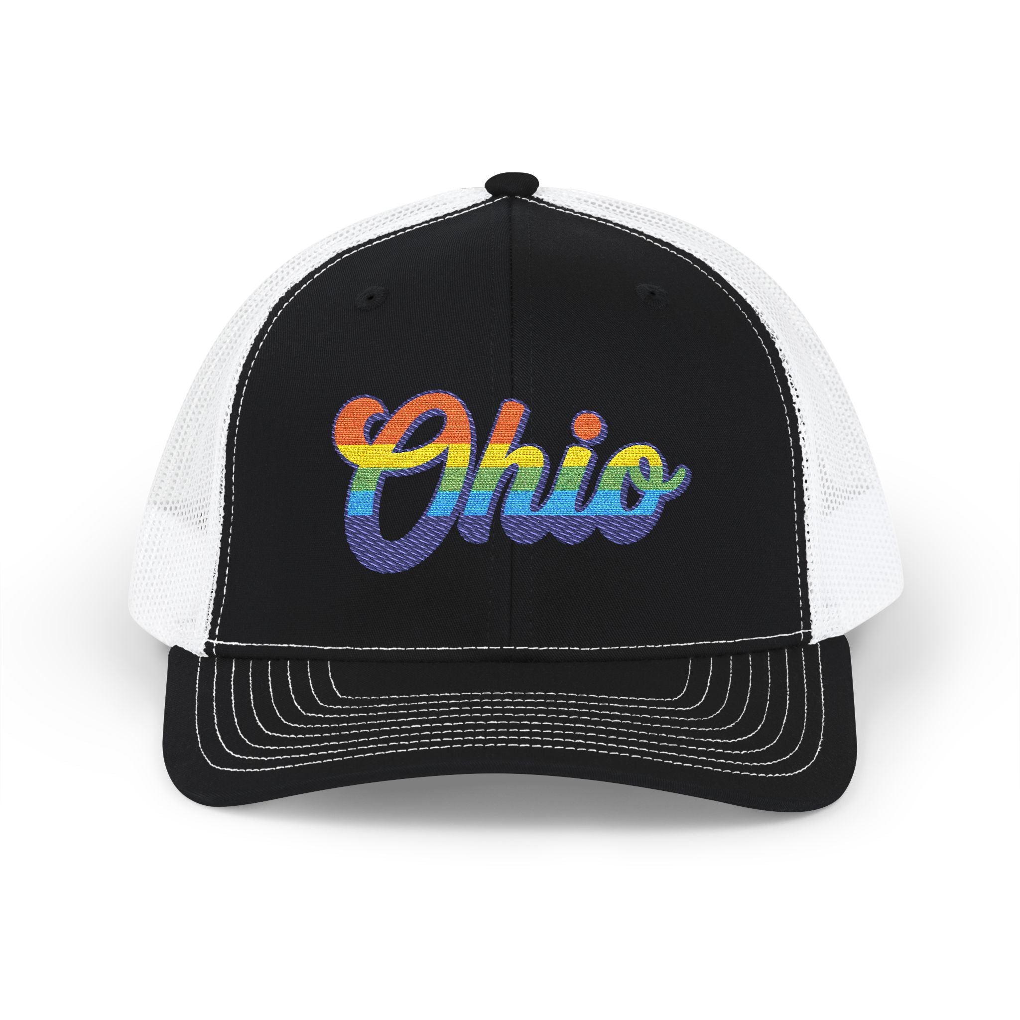 Ohio Rainbow Script Trucker Cap