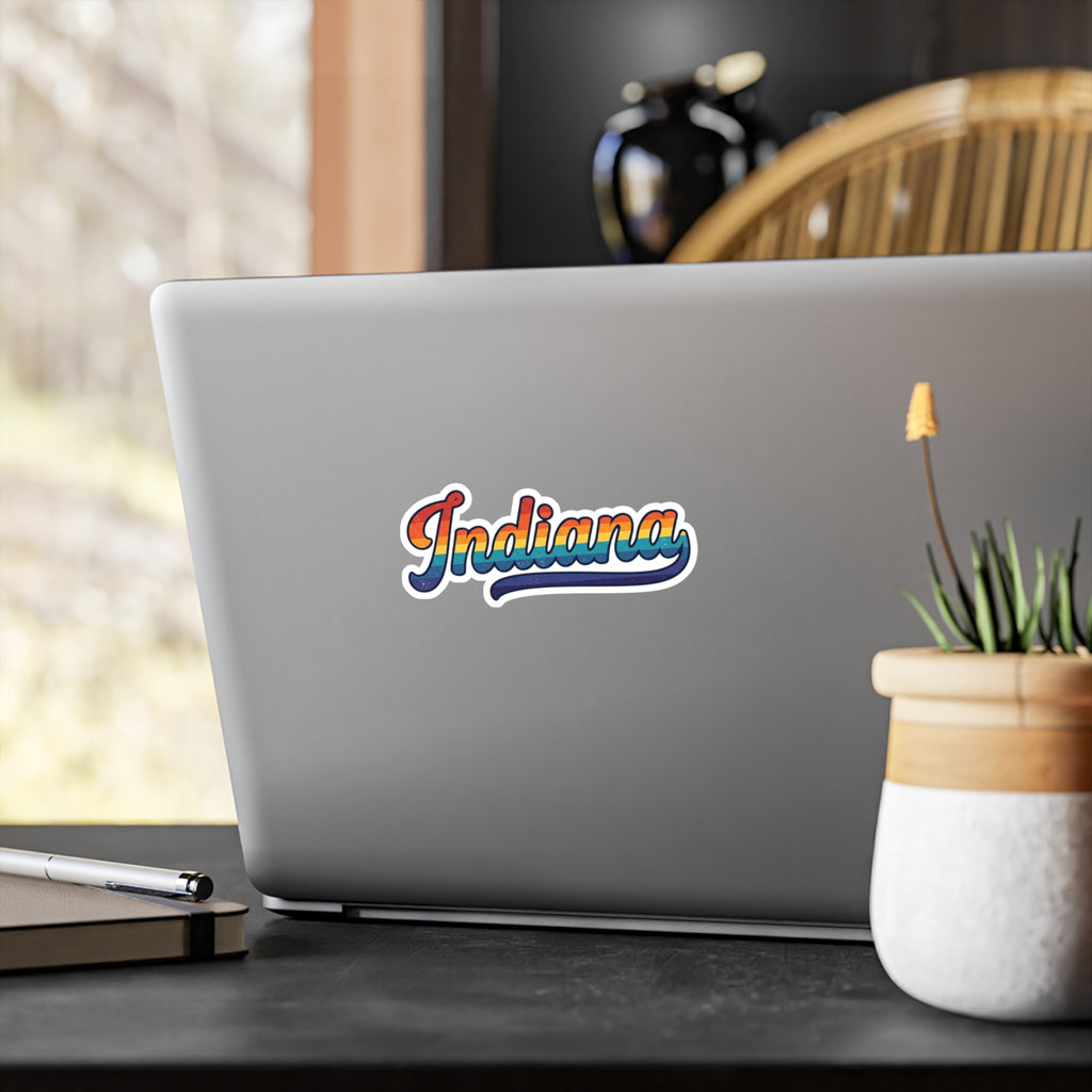 Indiana Rainbow Vinyl Sticker — Pride State Kiss-Cut Decal