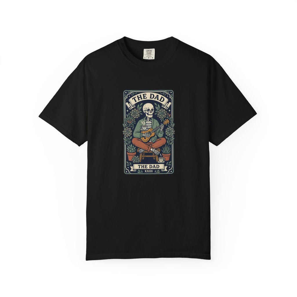 The Dad Skeleton Playing Guitar T-shirt | Tarot Style Illustration, Folk Art