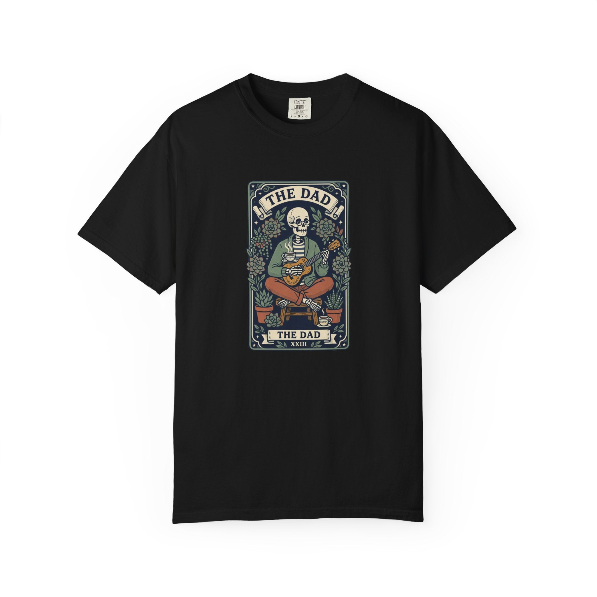 The Dad Skeleton Playing Guitar T-shirt | Tarot Style Illustration, Folk Art