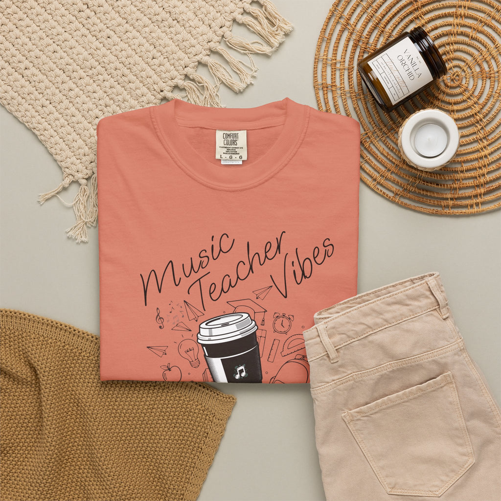 Music Teacher Vibes Doodle T-shirt | School Supplies Illustration