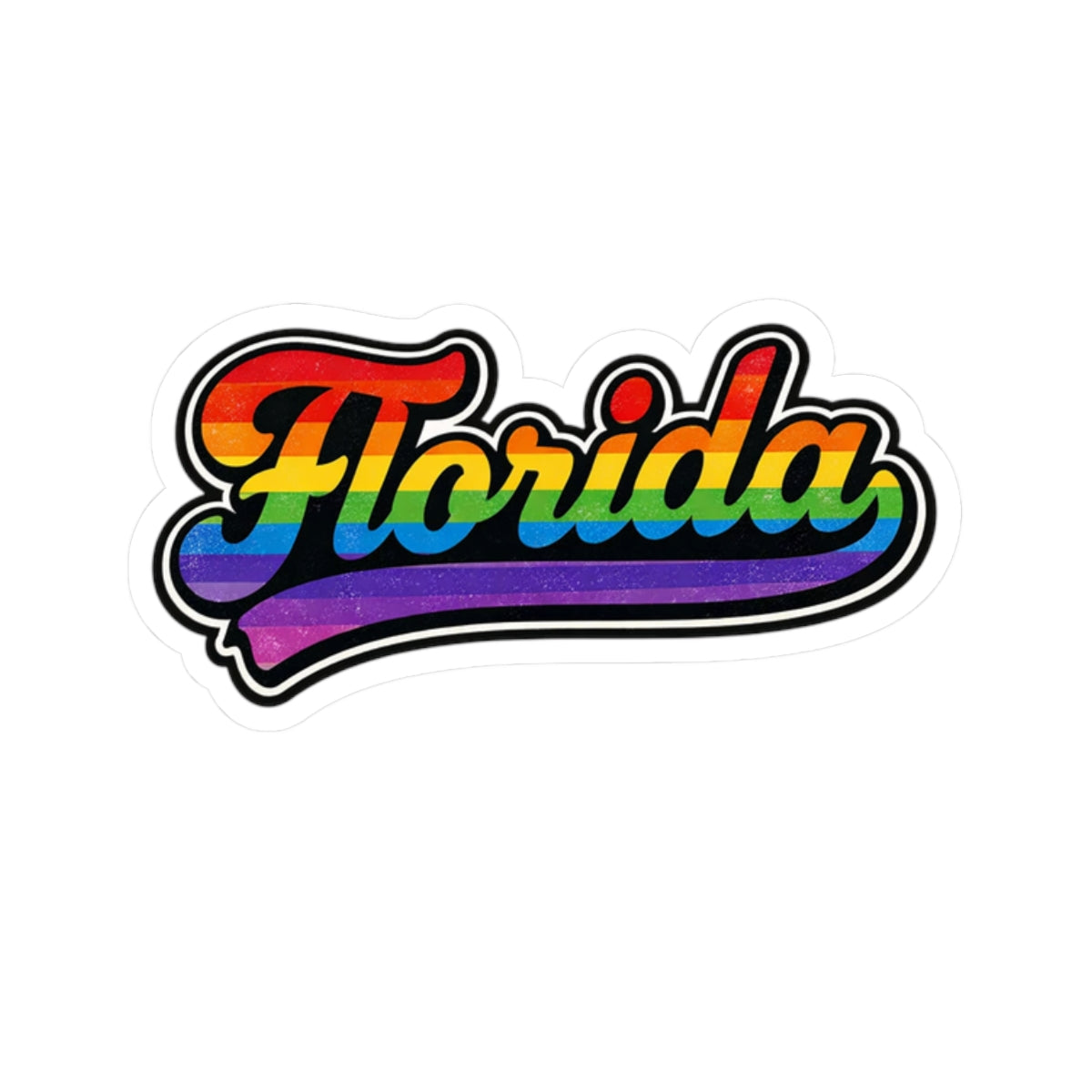 Florida Rainbow Script Sticker — Pride Kiss-Cut Vinyl Sticker