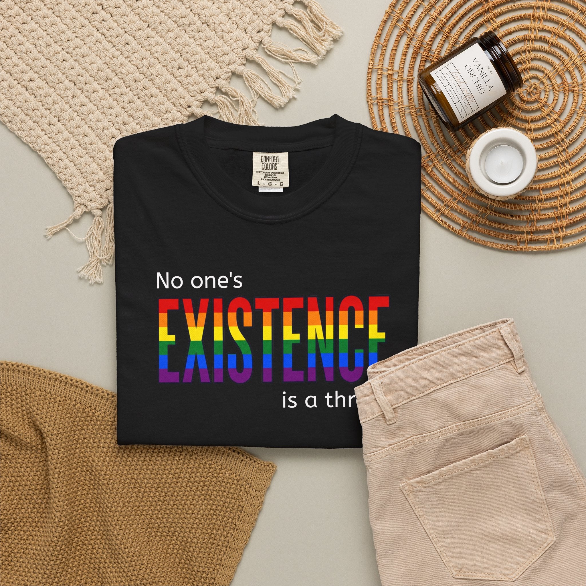 No One's Existence is a Threat - Rainbow Pride T-Shirt