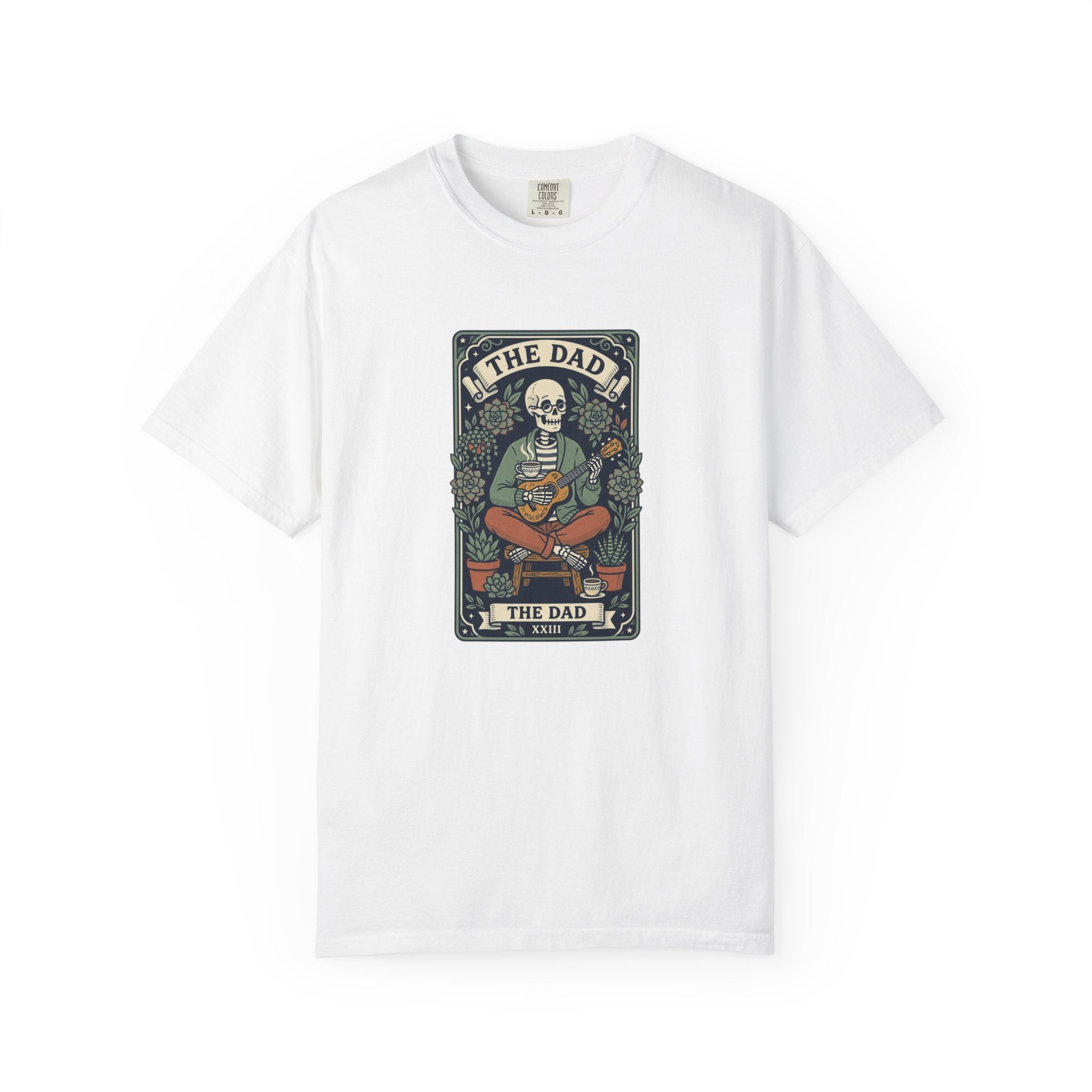 The Dad Skeleton Playing Guitar T-shirt | Tarot Style Illustration, Folk Art