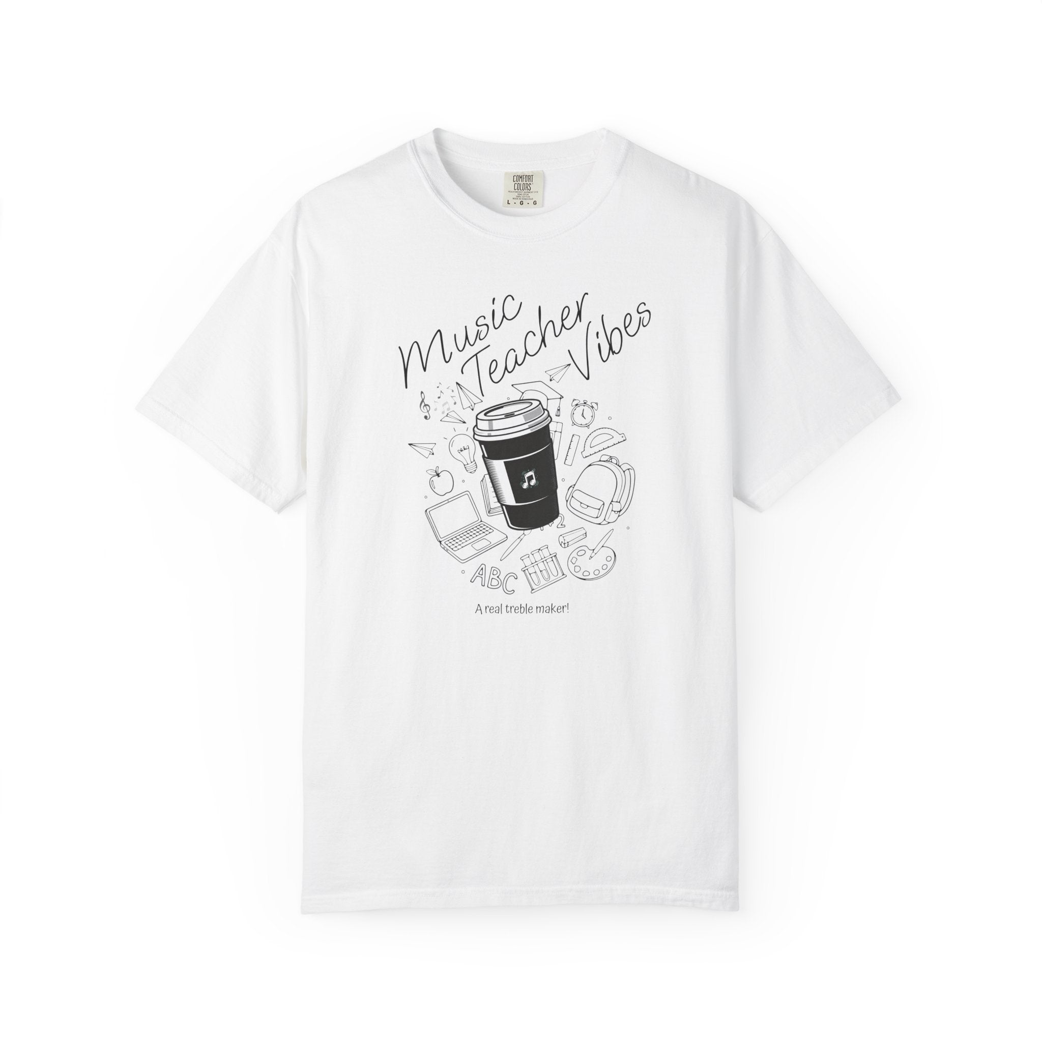 Music Teacher Vibes Doodle T-shirt | School Supplies Illustration