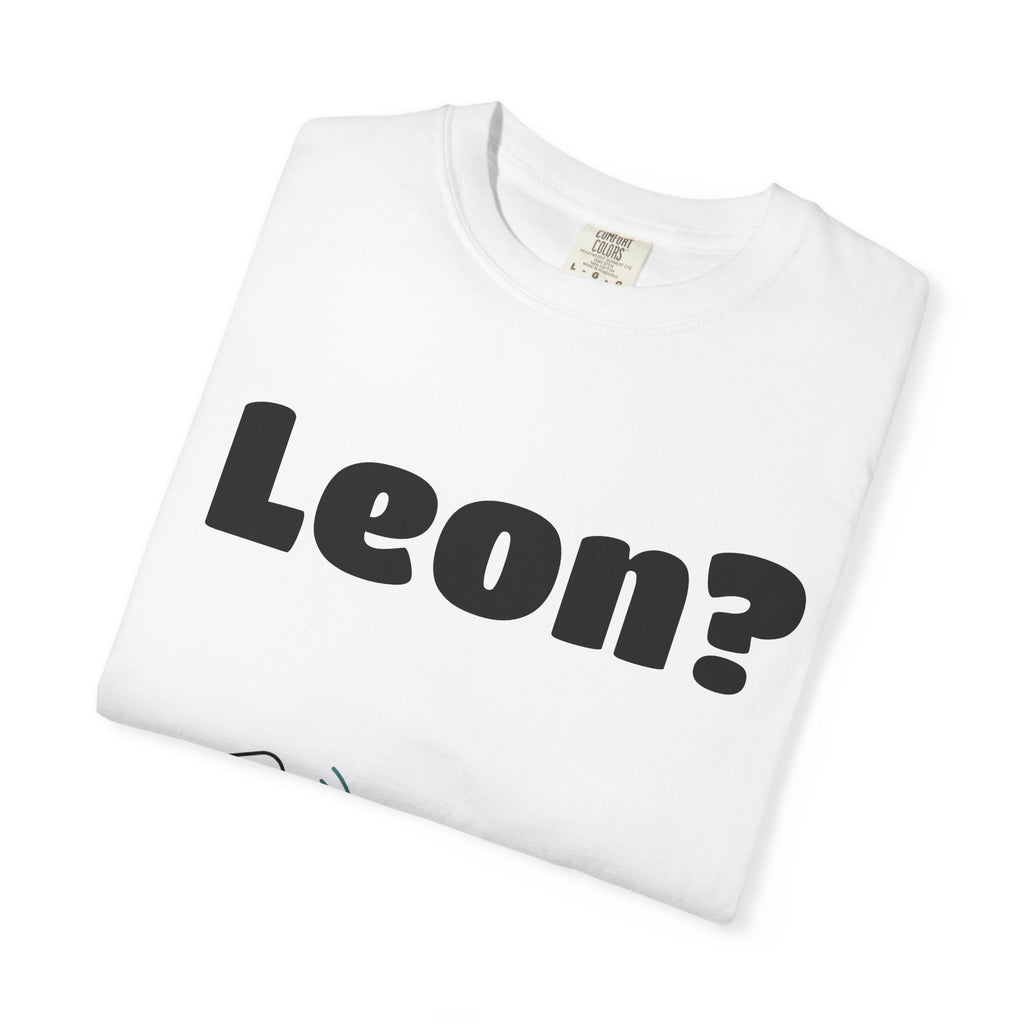 Leon? T-shirt | Playful Bubble Letter Text Tee