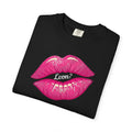T-Shirt — Pink Kiss Lip Print Tee with Leon Name