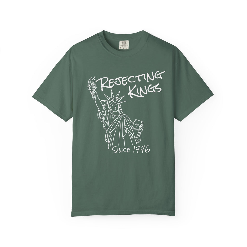 Rejecting Kings T-Shirt — Statue of Liberty Sketch Tee "Rejecting Kings Since 1976"