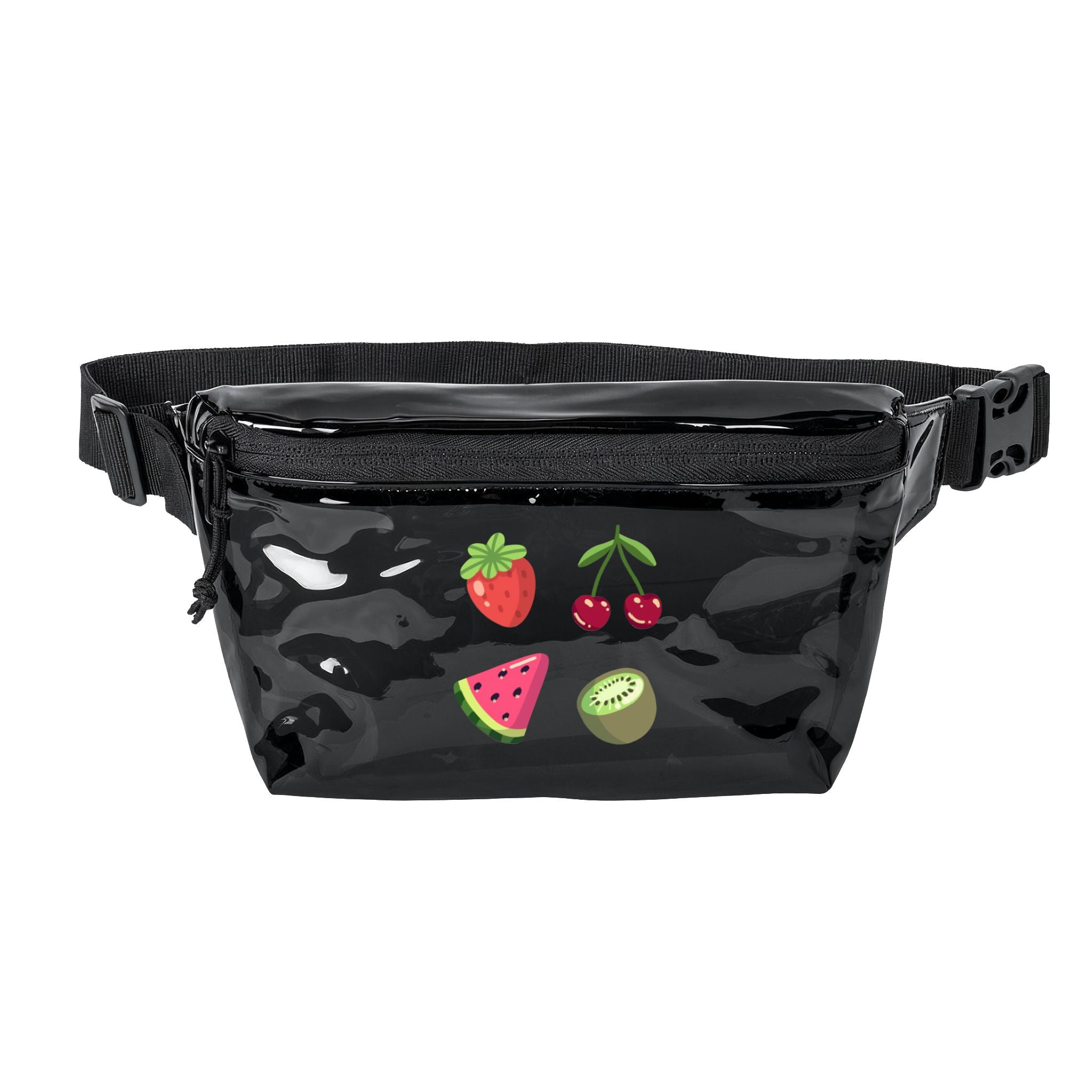 Clear Fruit Print Crossbody Fanny Pack — Transparent Festival Waist Bag