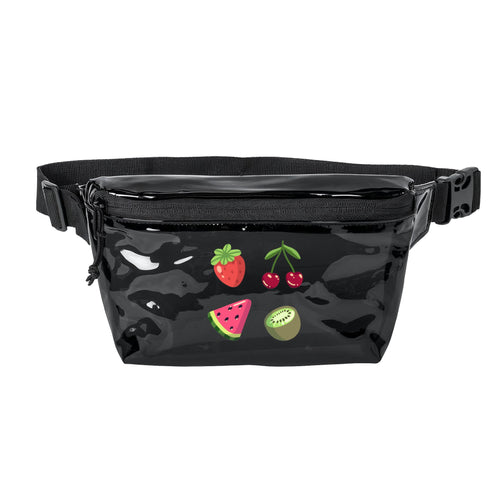 Clear Fruit Print Crossbody Fanny Pack — Transparent Festival Waist Bag