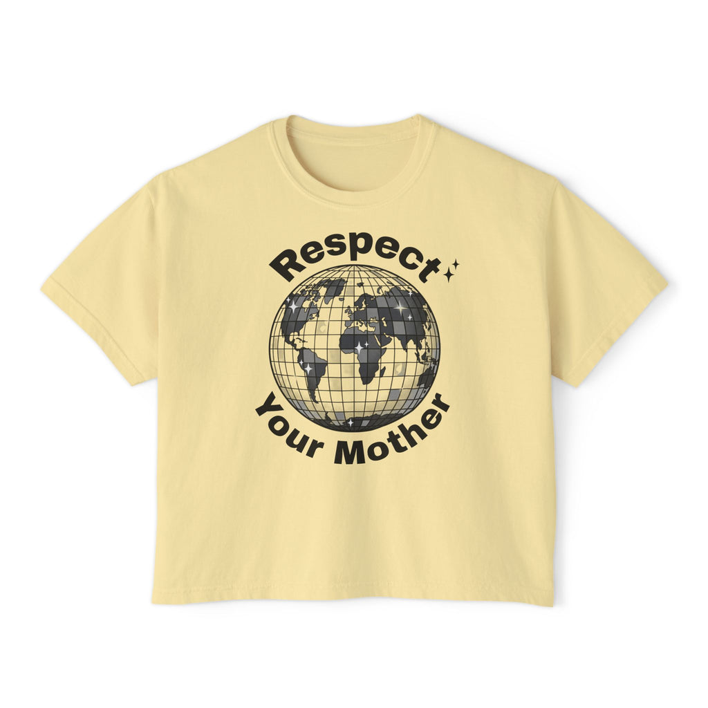 Respect Your Mother Globe Earth Disco Ball graphic tee | Women's Boxy Tee
