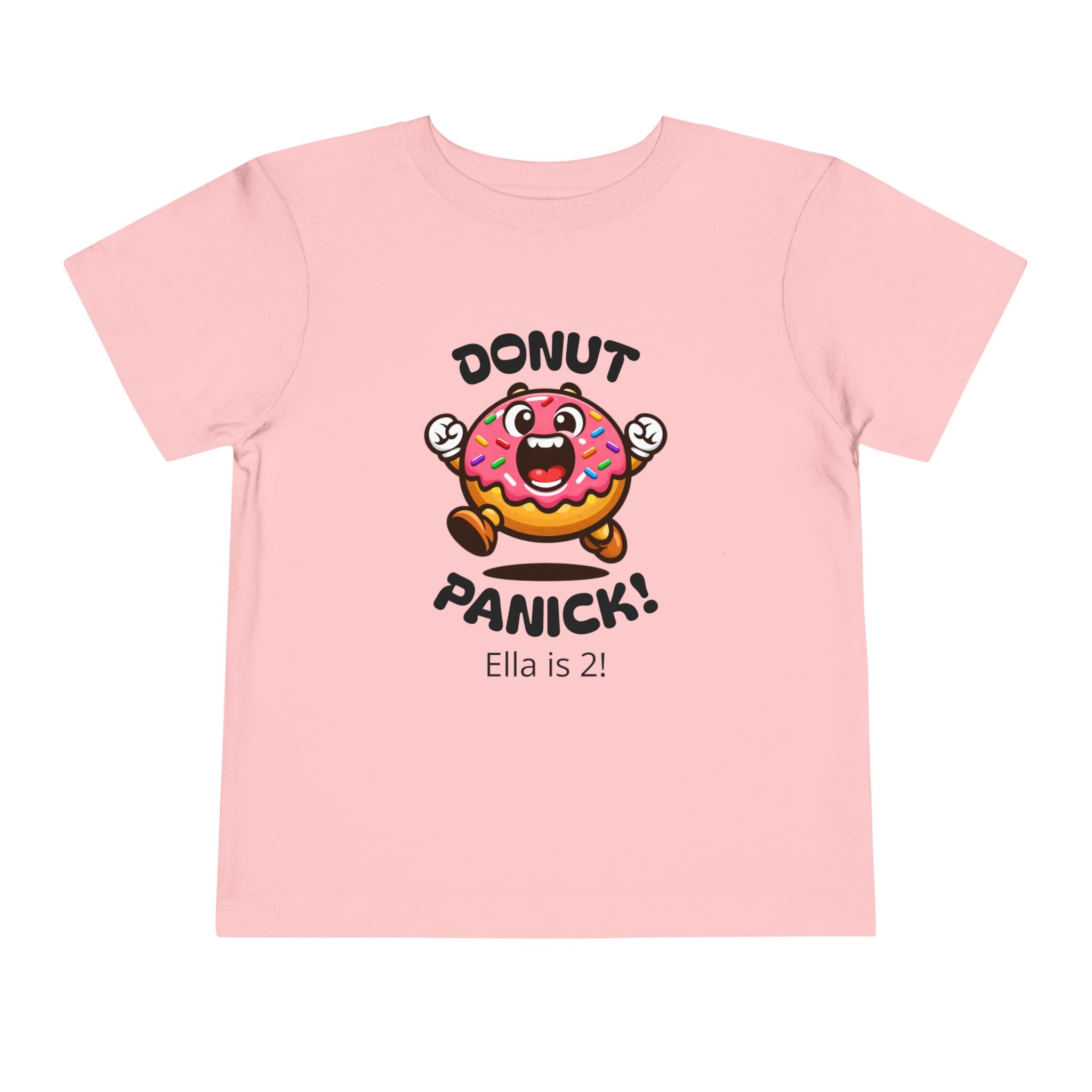 Toddler Tee — "Donut Panic!" Funny Shirt (Personalizable for Birthdays and Events)