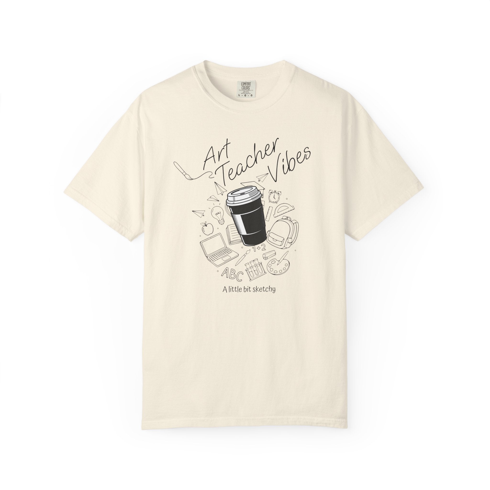 Art Teacher Vibes Doodle T-shirt | School Supplies Illustration