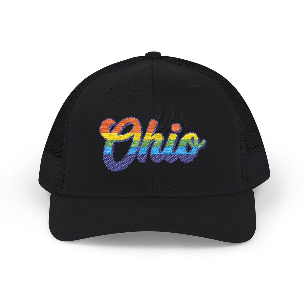 Ohio Rainbow Script Trucker Cap