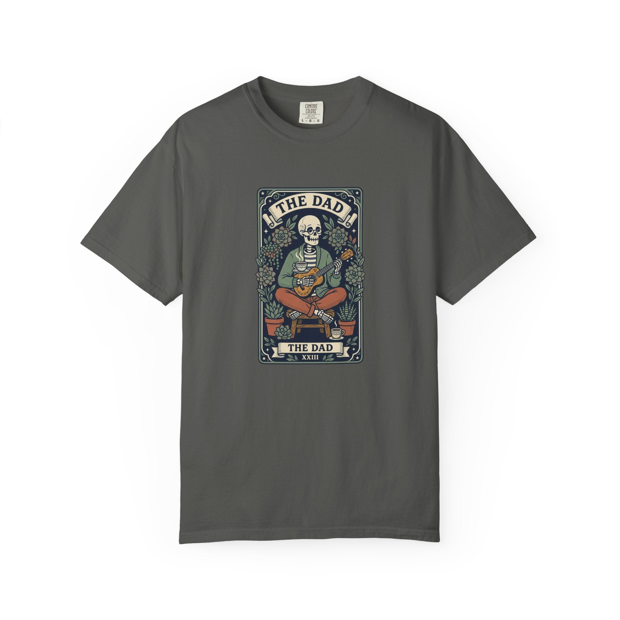 The Dad Skeleton Playing Guitar T-shirt | Tarot Style Illustration, Folk Art