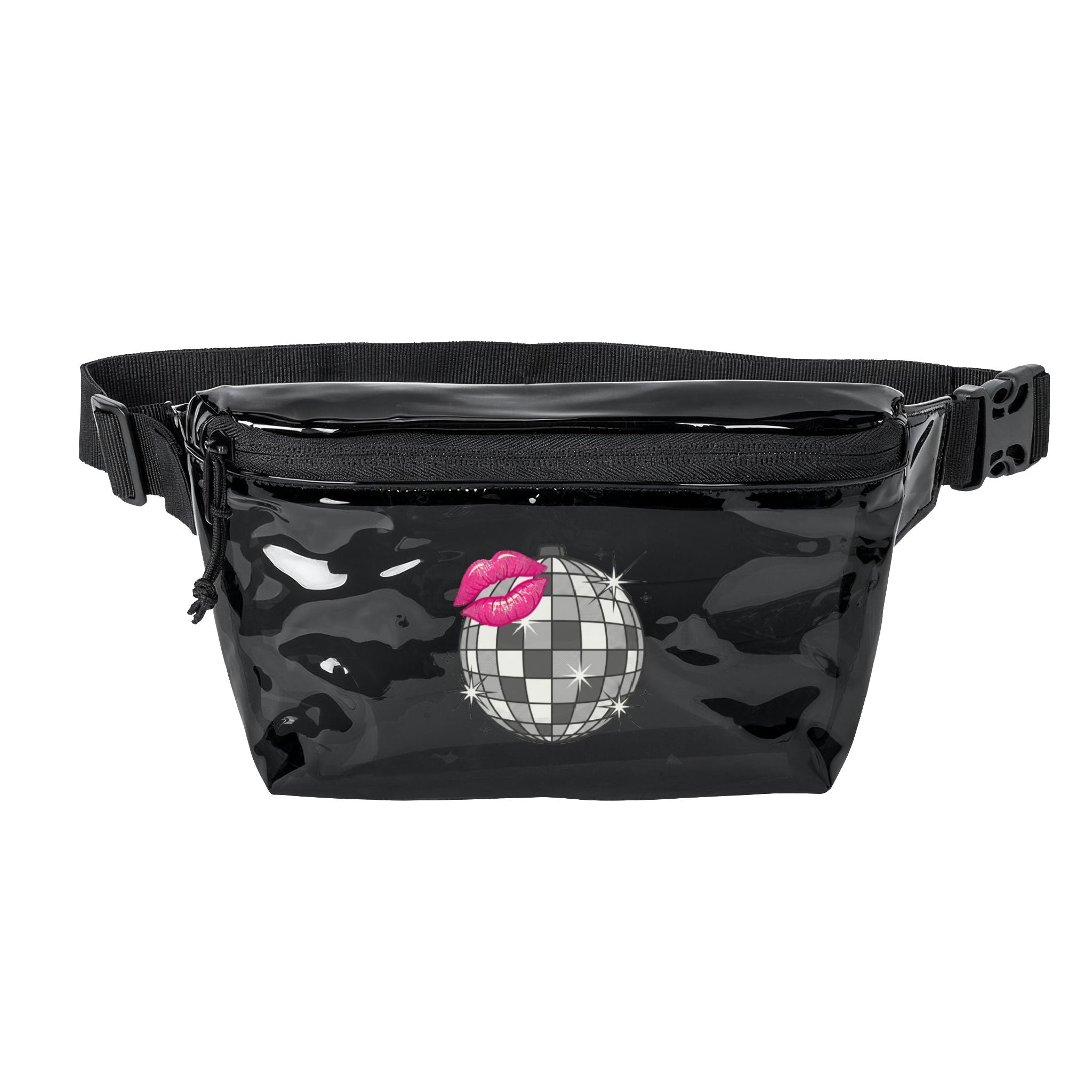 Clear Kiss Disco Print Waist Pack – Transparent Stadium Crossbody Bag