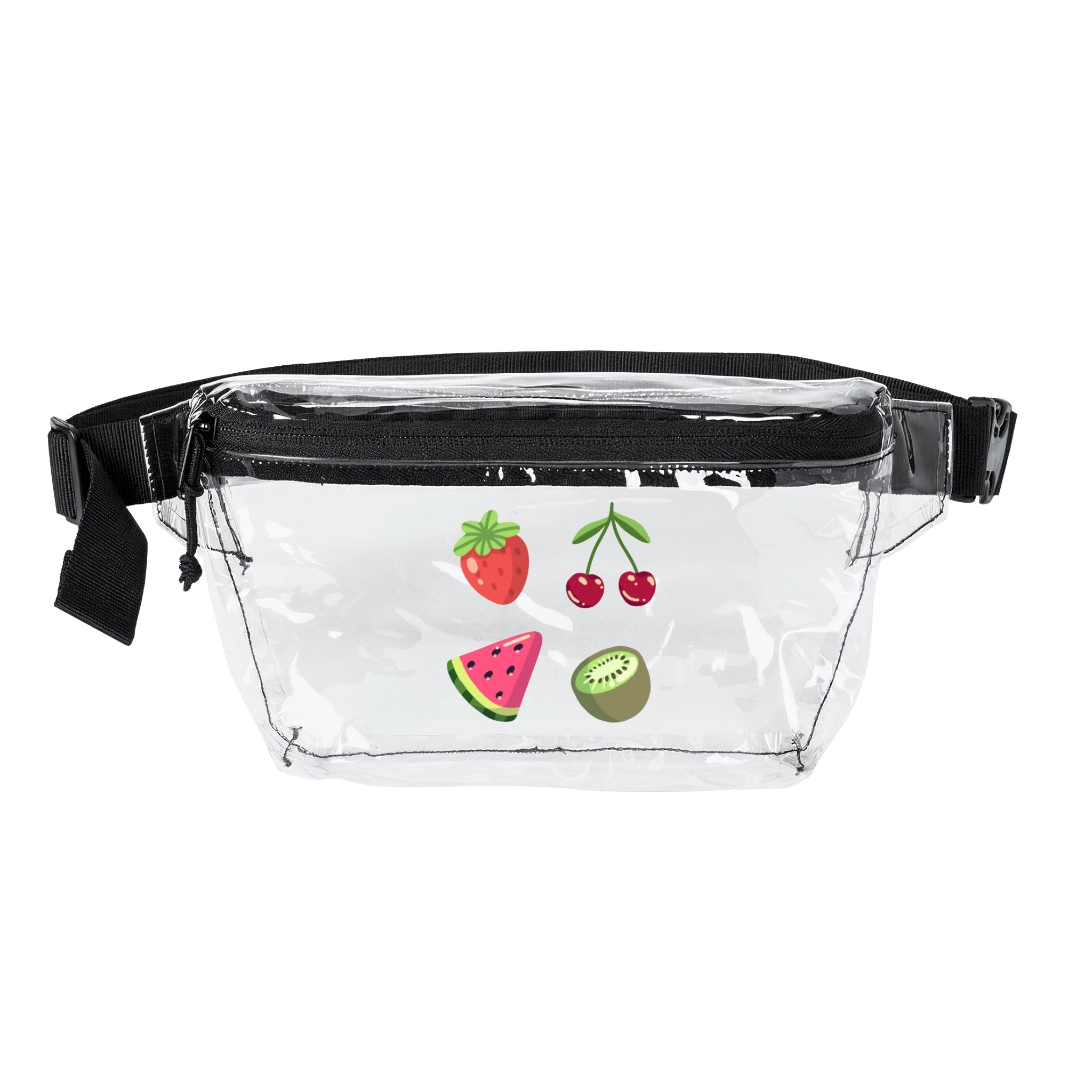 Clear Fruit Print Crossbody Fanny Pack — Transparent Festival Waist Bag