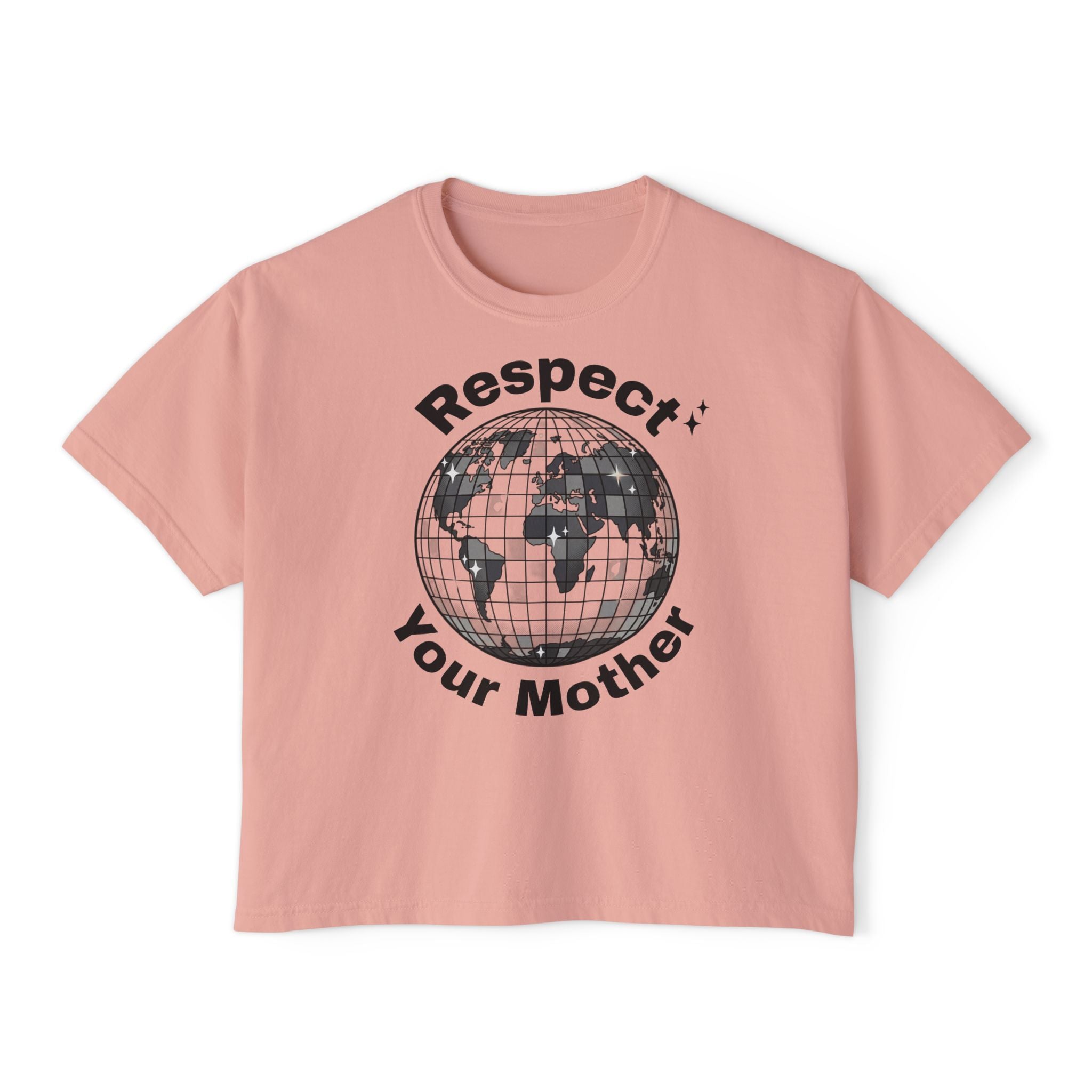 Respect Your Mother Globe Earth Disco Ball graphic tee | Women's Boxy Tee