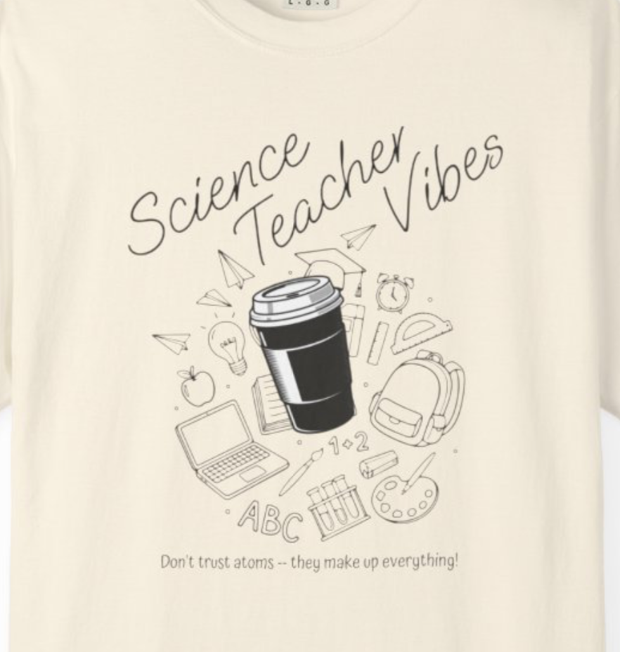 Science Teacher Vibes Doodle T-shirt | School Supplies Illustration