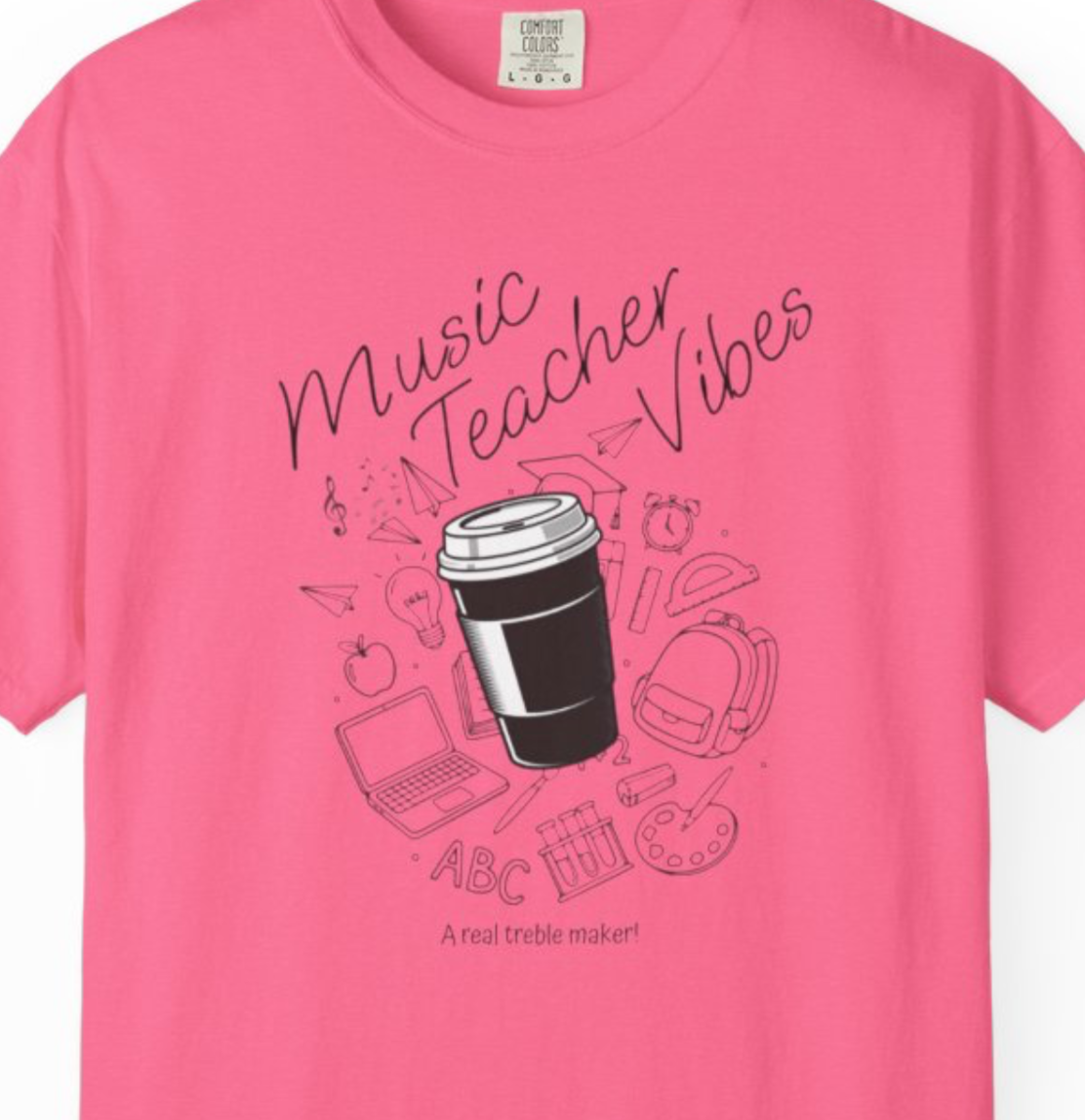 Music Teacher Vibes Doodle T-shirt | School Supplies Illustration