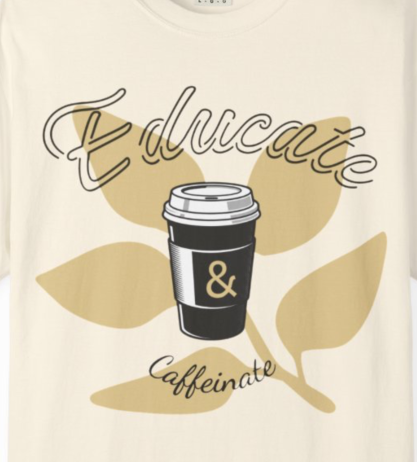 Educate & Caffeinate T-Shirt | Coffee Cup Teacher Tee