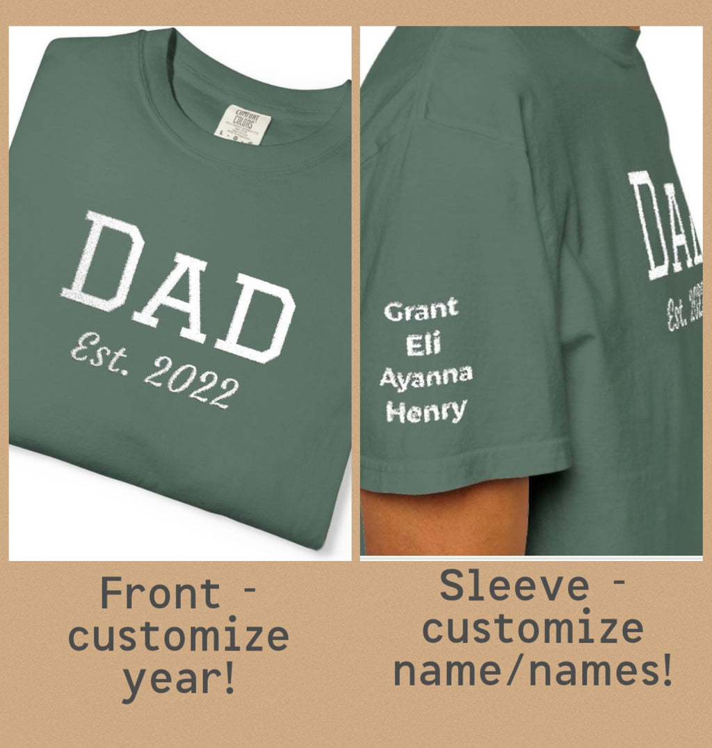 Personalized Dad T-Shirt -- Customize with Year and Names