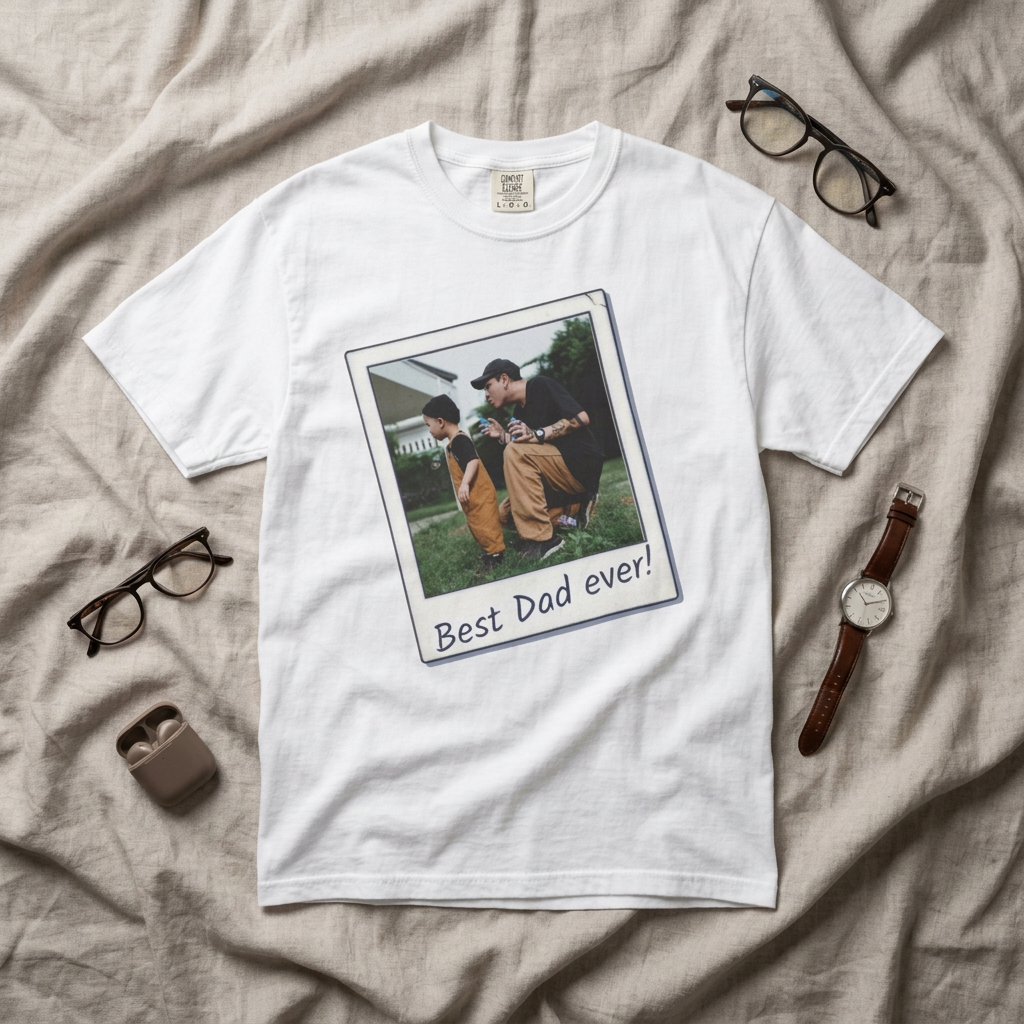 Unique Personalized Best Dad Ever Polaroid Photo T-Shirt