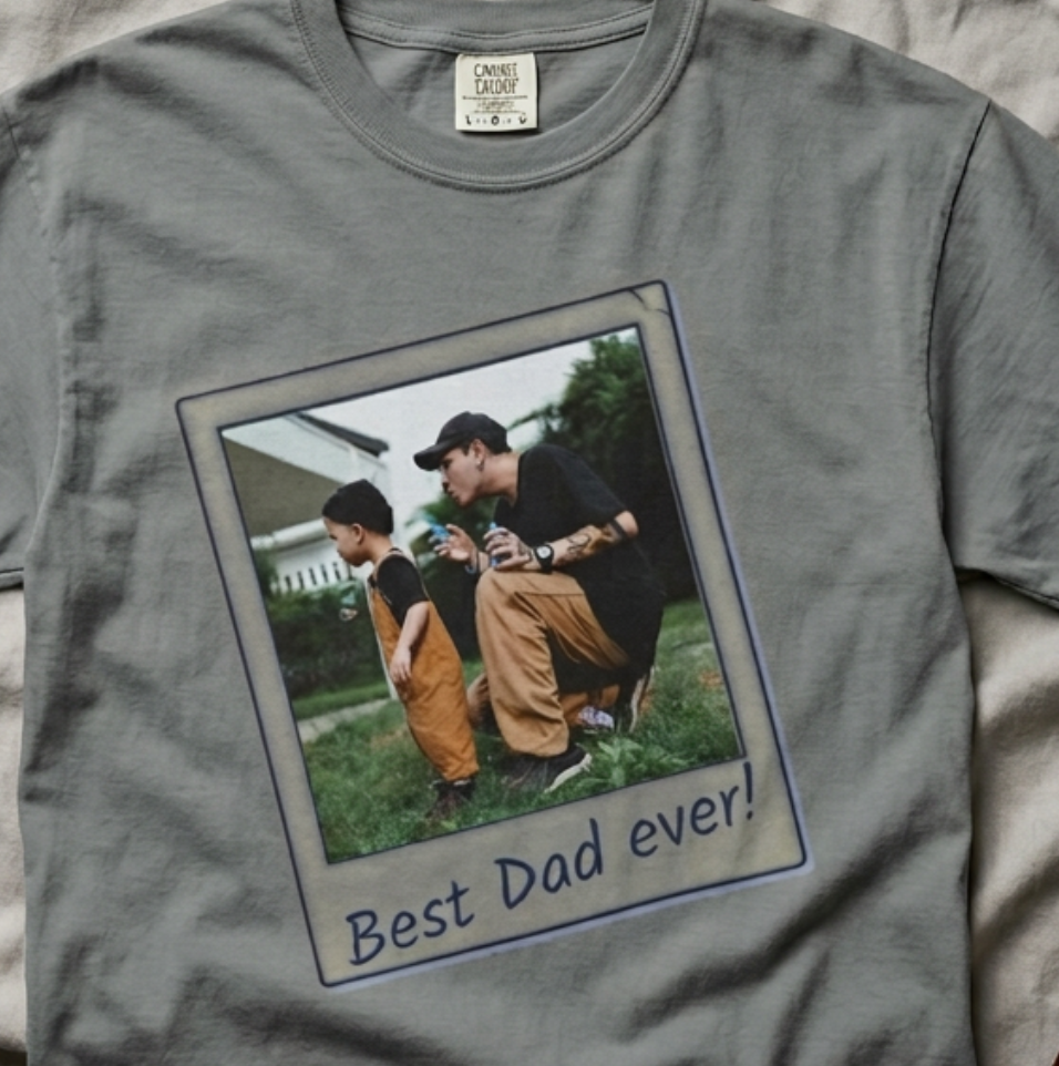 Unique Personalized Best Dad Ever Polaroid Photo T-Shirt