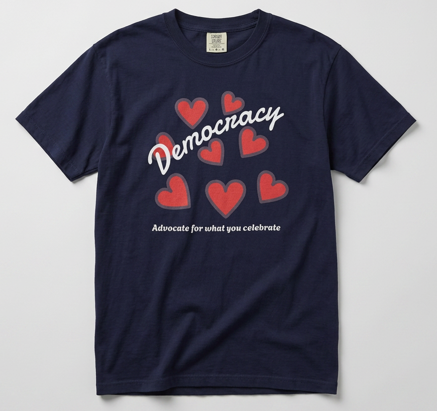 Democracy Hearts T-Shirt — USA Advocate Tee