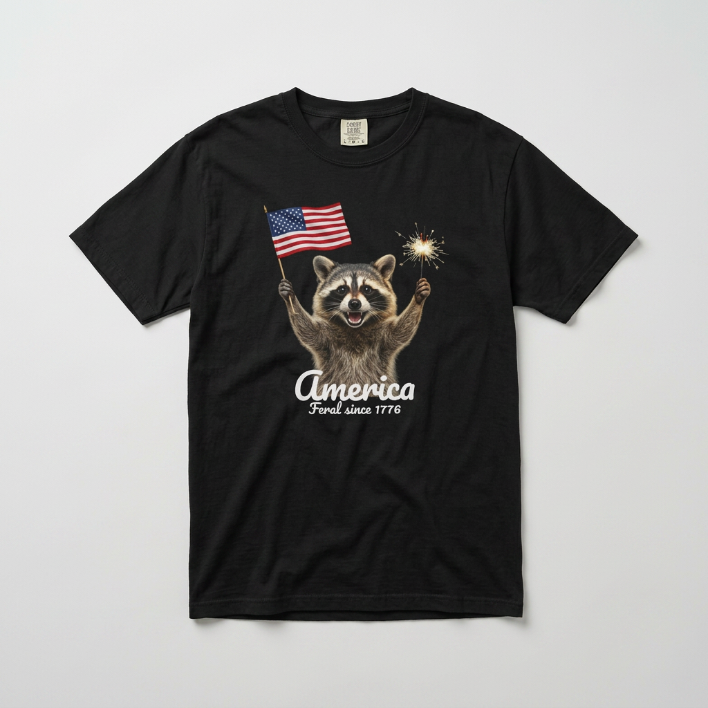 Patriotic Raccoon T-Shirt — "America 1776" Tee