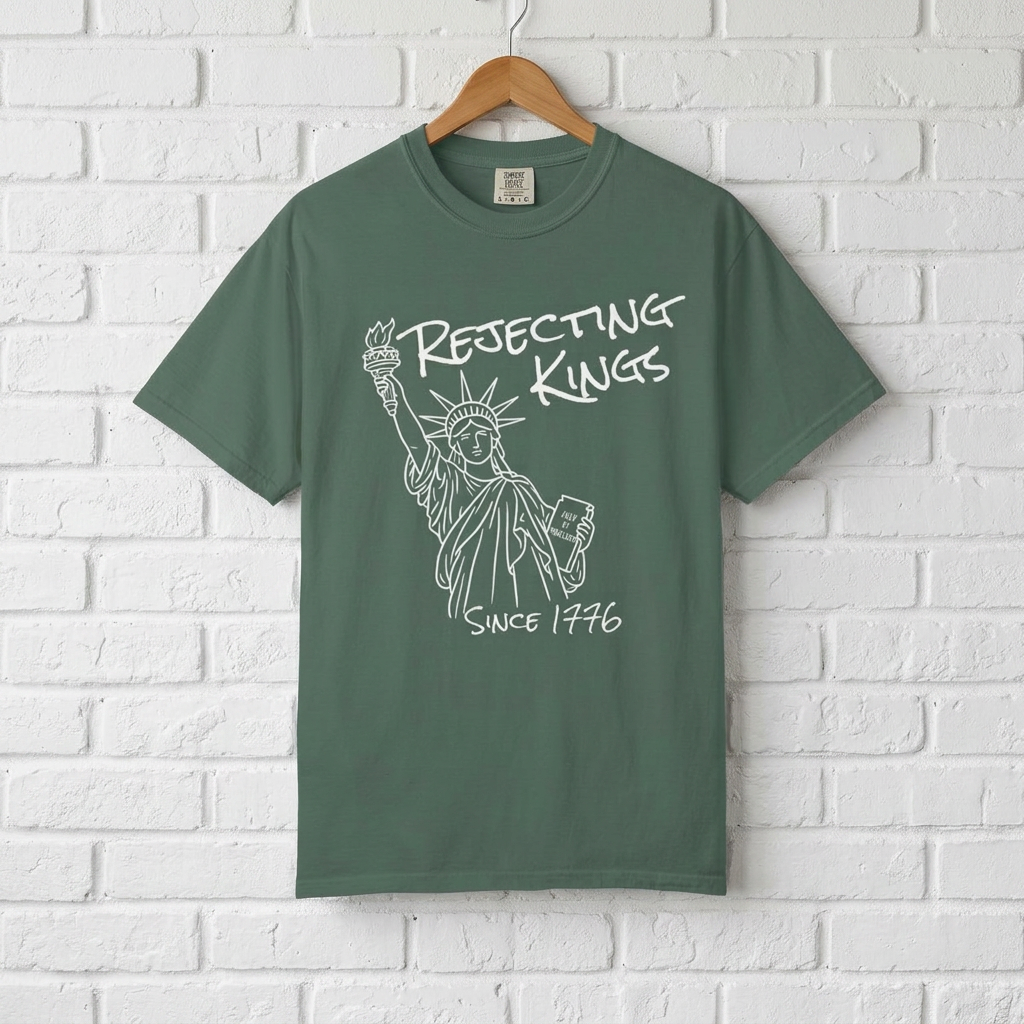 Rejecting Kings T-Shirt — Statue of Liberty Sketch Tee "Rejecting Kings Since 1976"