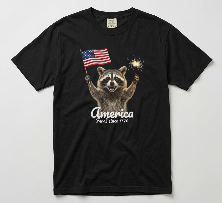 Patriotic Raccoon T-Shirt — "America 1776" Tee