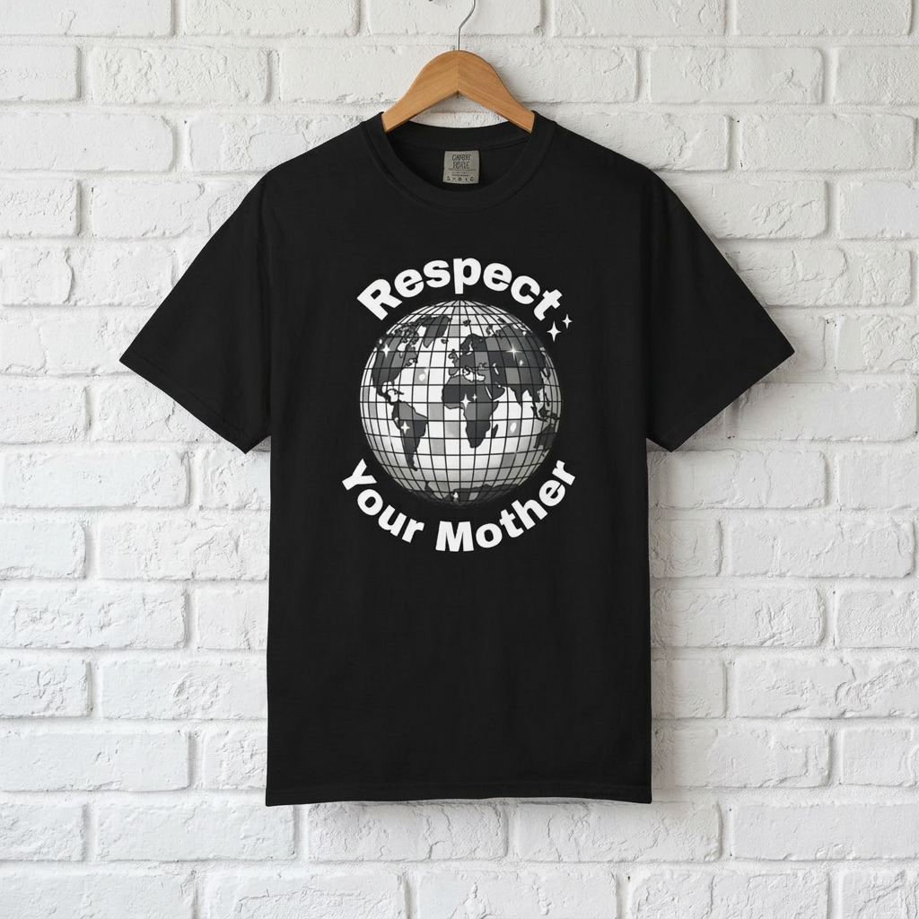 T-Shirt — "Respect Your Mother" Earth Disco Globe Conservation Tee