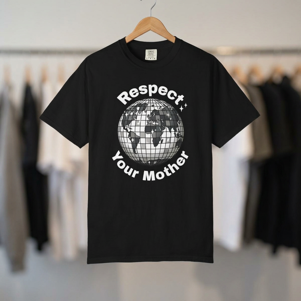 T-Shirt — "Respect Your Mother" Earth Disco Globe Conservation Tee