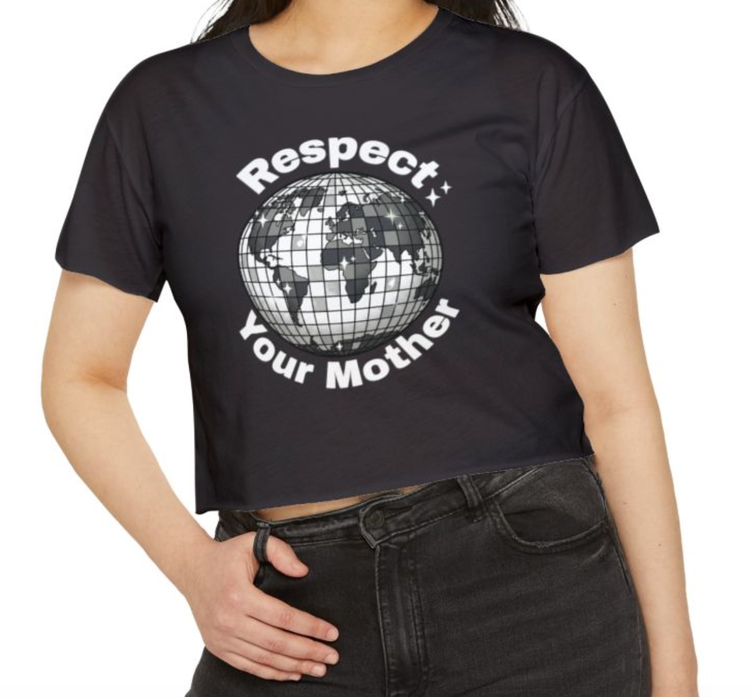 Respect Your Mother Crop Top — Earth Disco Graphic Women's Festival Tee