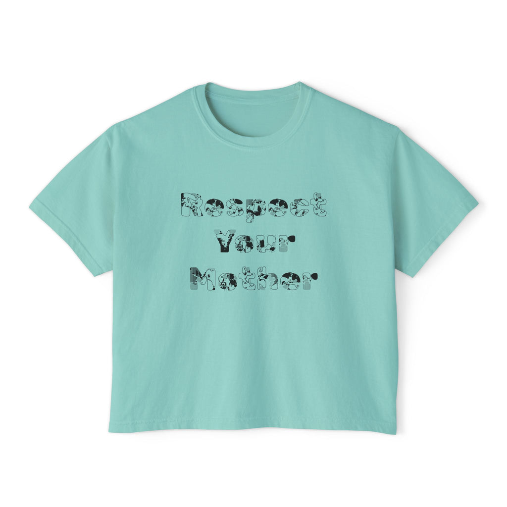 Boxy Tee — Minimalist "Respect Your Mother" Crop T-Shirt