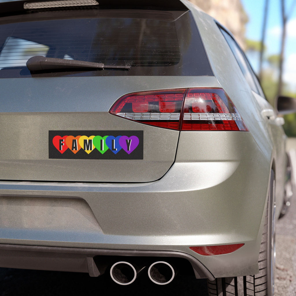 Rainbow HEARTS "FAMILY" Car Magnet — LGBTQ+ Pride Family Bumper Sticker