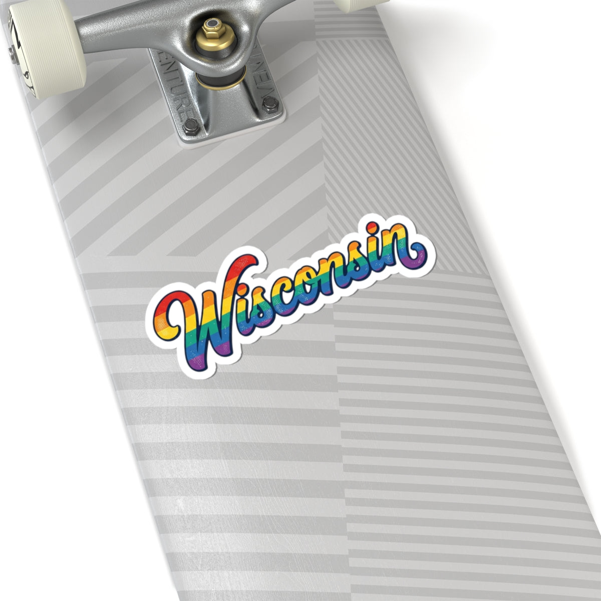 Wisconsin Rainbow Script Sticker — Pride State Kiss-Cut Vinyl Decal