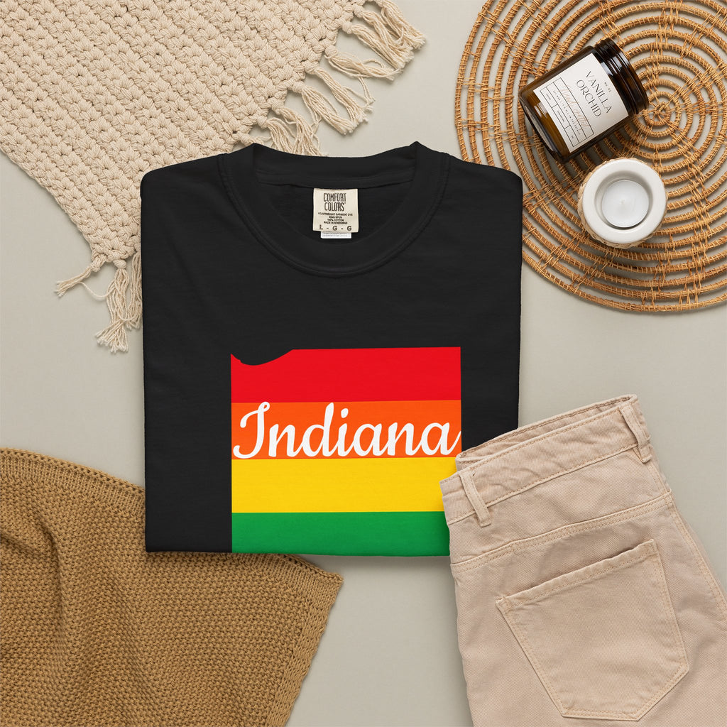 Rainbow Pride Indiana T-shirt | State Map Shirt
