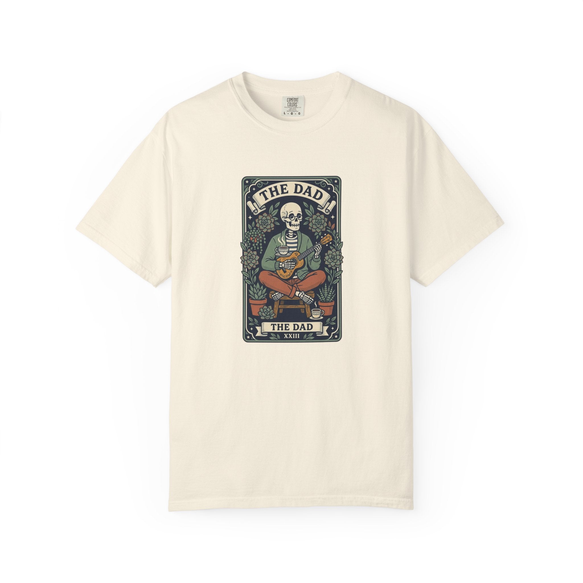 The Dad Skeleton Playing Guitar T-shirt | Tarot Style Illustration, Folk Art