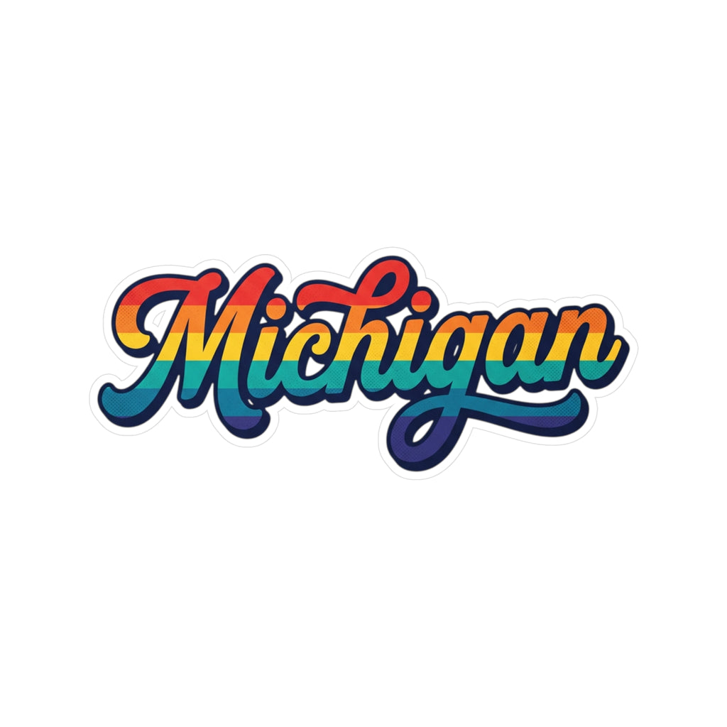 Michigan Rainbow Vinyl Sticker — Pride State Kiss-Cut Decal