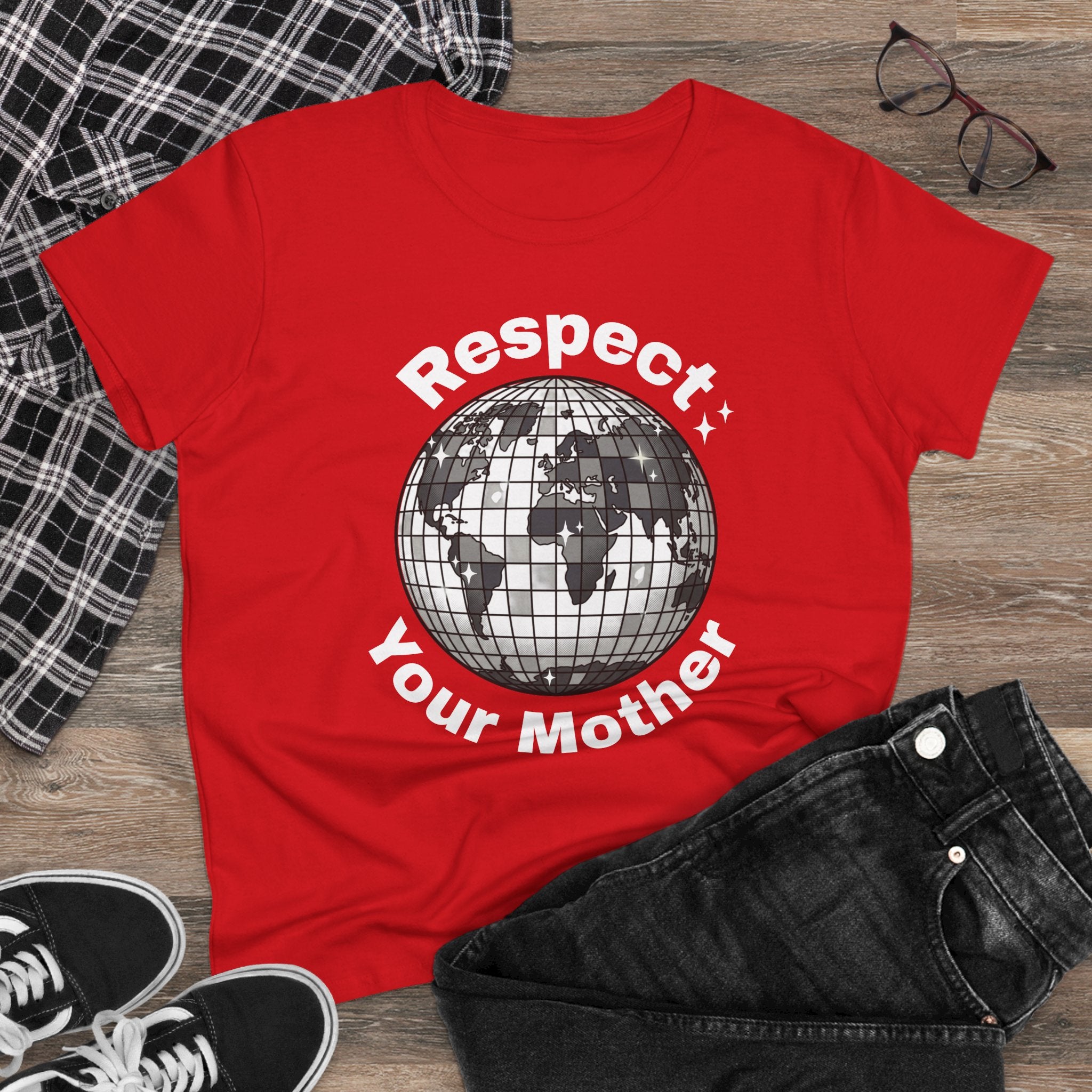 Respect Your Mother Disco Earth Tee — Women's Environmental Graphic T-Shirt