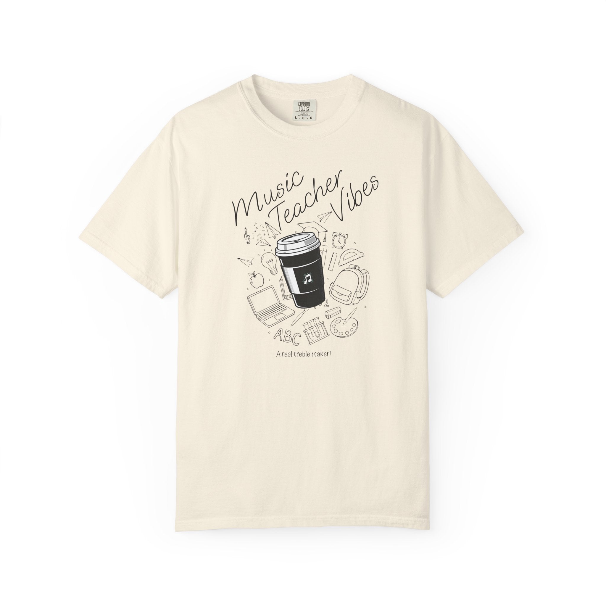 Music Teacher Vibes Doodle T-shirt | School Supplies Illustration