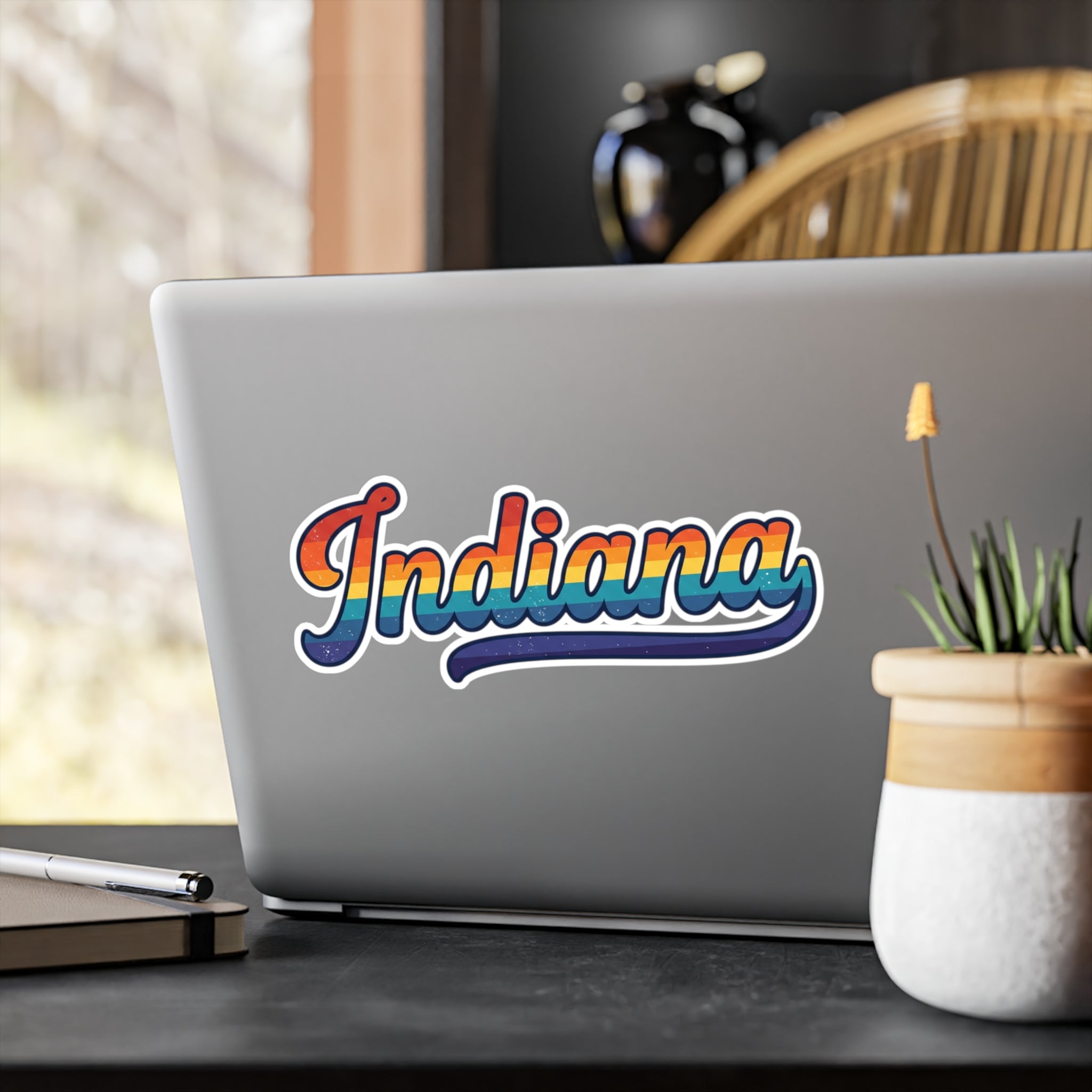 Indiana Rainbow Vinyl Sticker — Pride State Kiss-Cut Decal