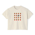 Strawberry All the Time Disco Boxy Tee — Cute Minimal Fruit Graphic Shirt