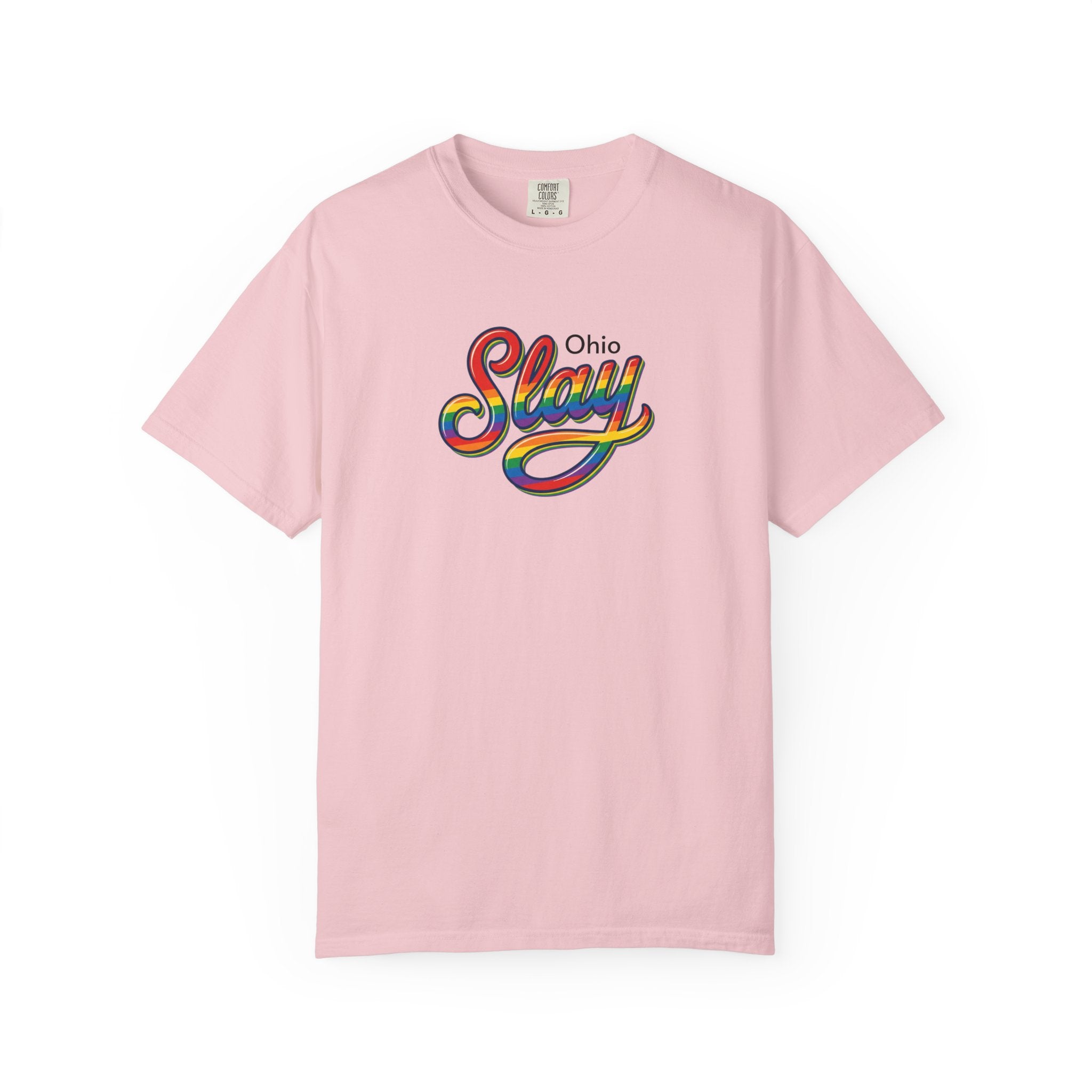 Slay Rainbow Script Personalized T-Shirt | Customizable Place Pride Tee