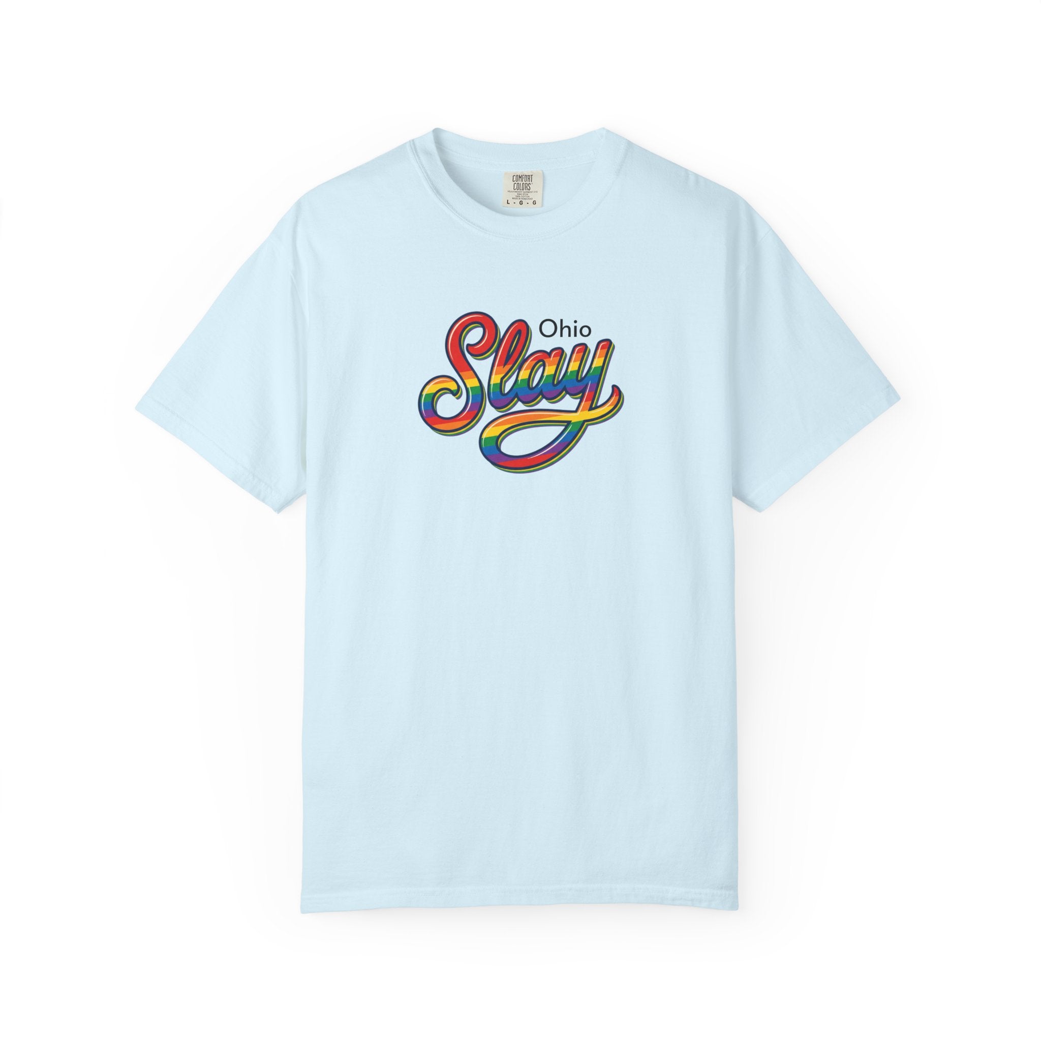 Slay Rainbow Script Personalized T-Shirt | Customizable Place Pride Tee